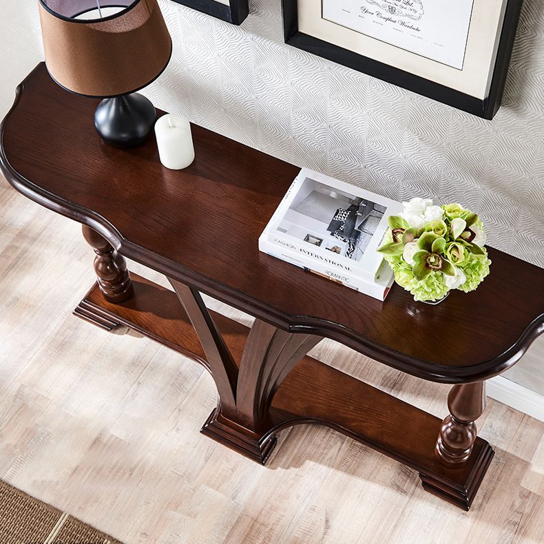 Victorian Rubber Wood Console Table Free Form Console Sofa Table for Hall