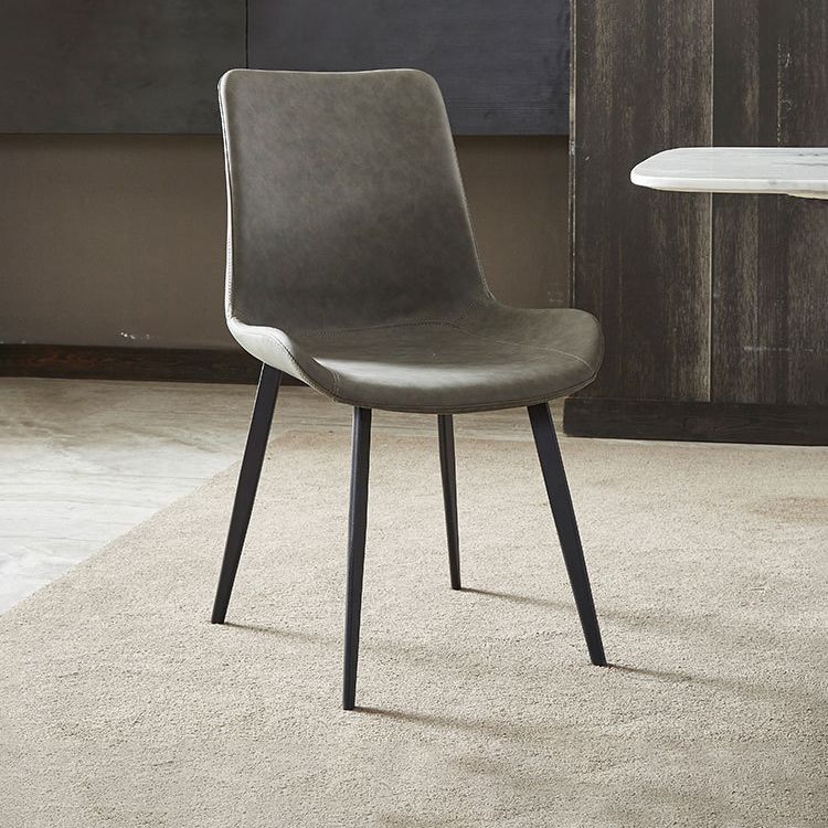 Sedie da pranzo contemporanee cucina in pelle finta sedia parsons con gambe in acciaio al carbonio
