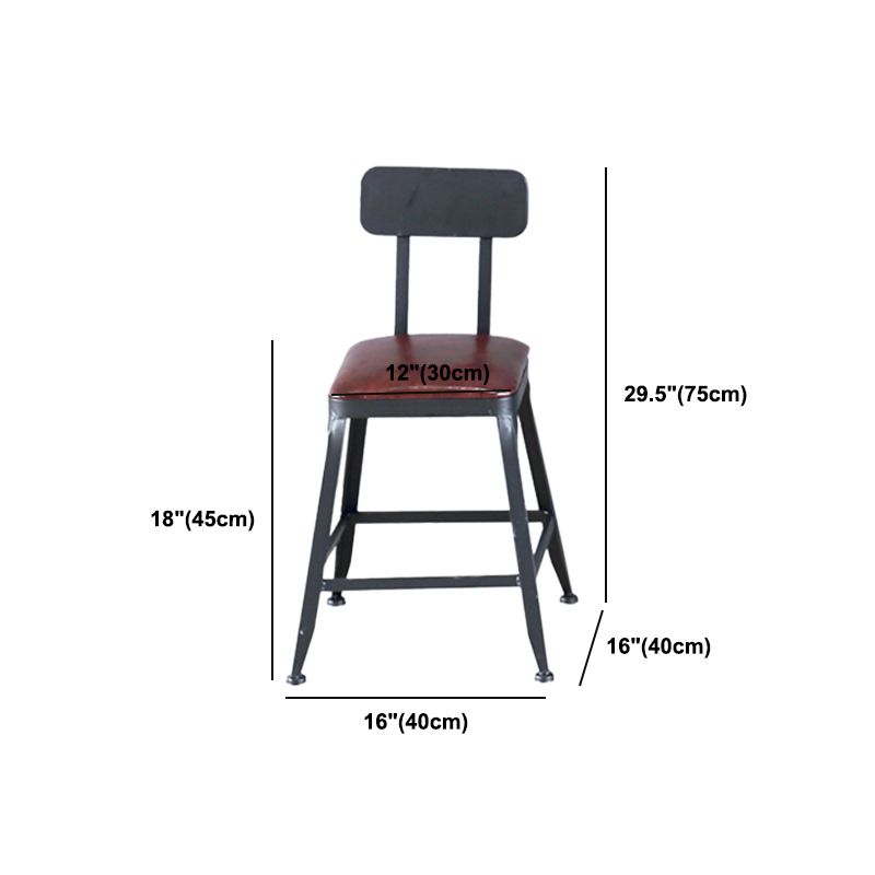 Industrial Armless Counter Stool Iron Cafe Bar Stool with Leather Cushion