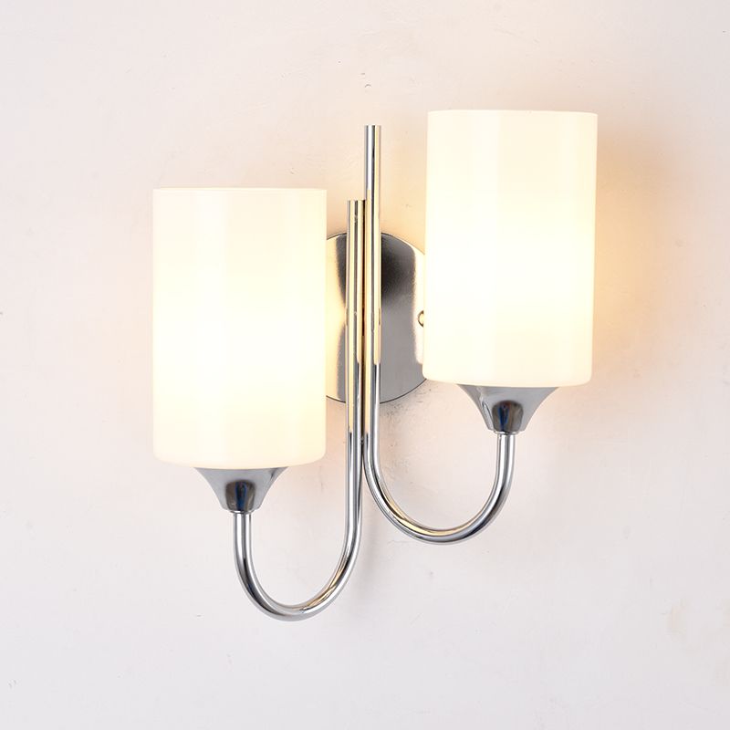 Modern Style Cylinder Wall Sconce Lights Glass 2 Lights Wall Mount Lighting