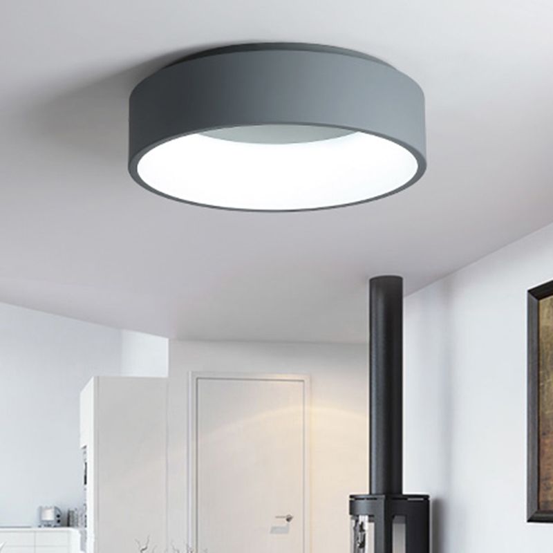 Plafonnier LED de forme ronde macaron moderne en aluminium 1 lumière encastré pour le salon