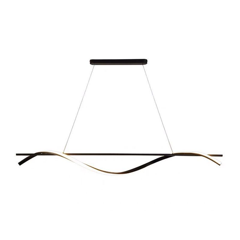 Acrylic Swirling Island Pendant Light Simple 39"/47" W LED Black Hanging Ceiling Lamp in White/Warm Light