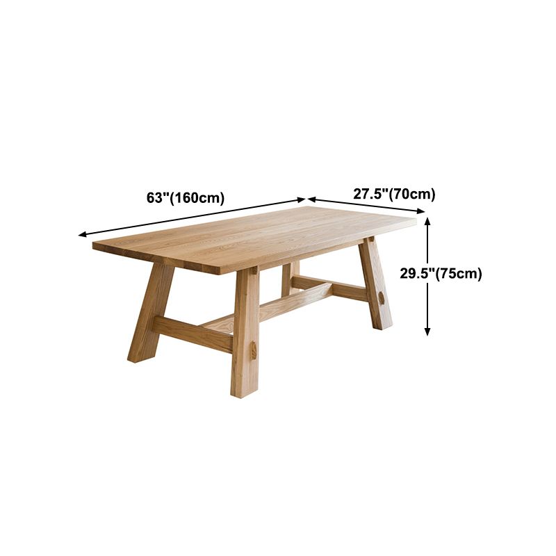 Rectangle Dining Table Natural Contemporary Style Solid Wood Dinner Table for Home Kitchen