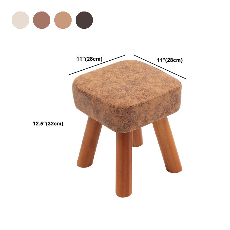 Stain Resistant Square Ottoman Solid Color Leather Standard for Living Room