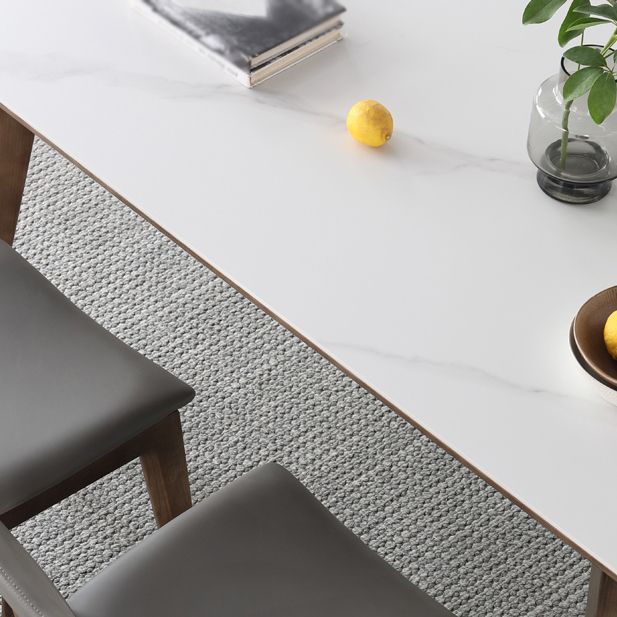 Mesa de comedor estándar blanca de mediados de siglo Mesa de comedor rectangular de piedra sinterizada para cocina