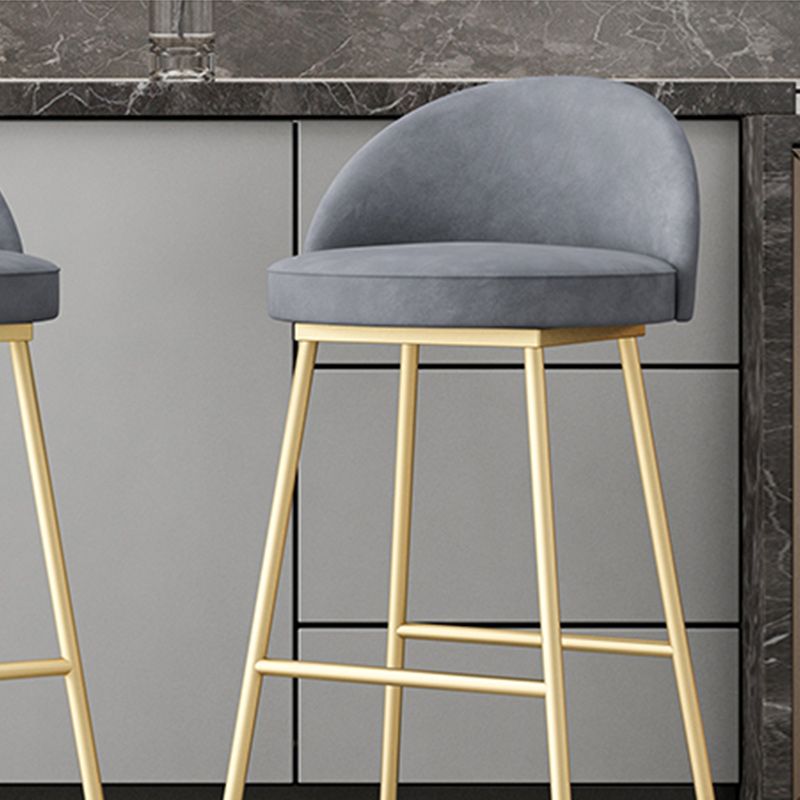 Modern Backrest Armless Counter Stool Iron Hight Stool with Velvet Cushion