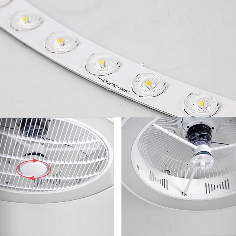 Weiße trommelförmige Lüfterlampe Nordic LED Metal Semi Flush Leuchte für Schlafzimmer
