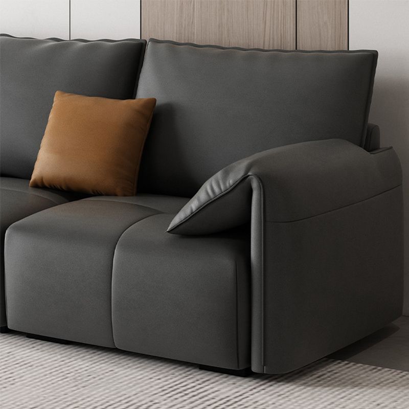 Contemporary Pillow Top Arm Faux Leather Living Room Pillows Sofa Bed