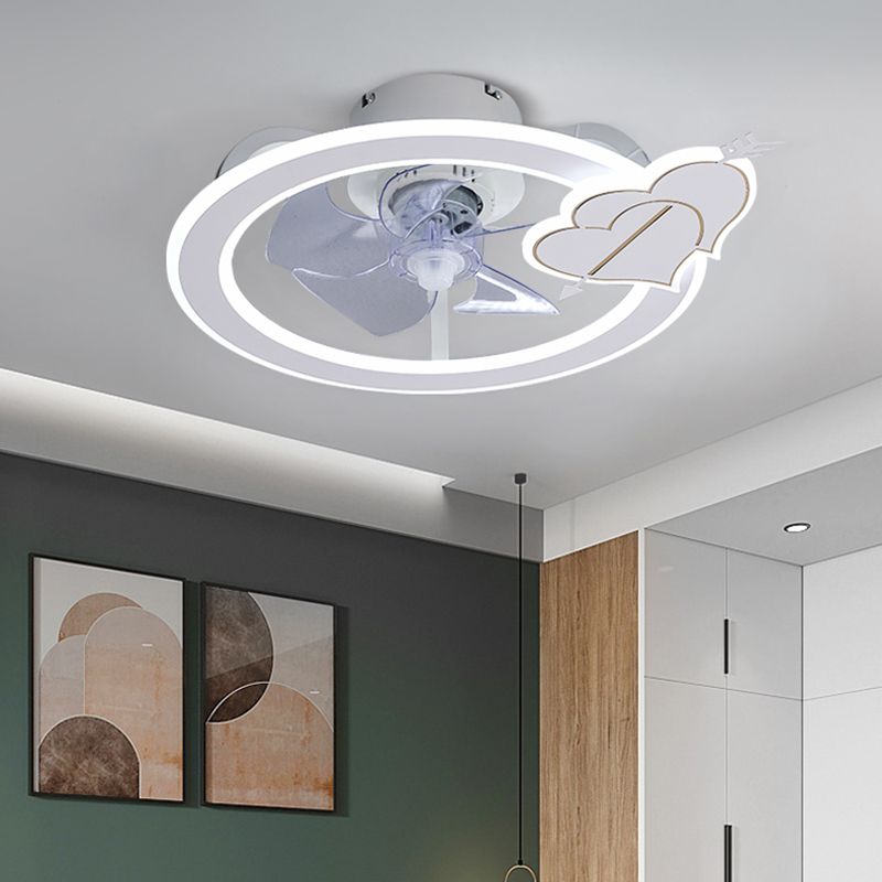 Minimalist Circle Flush Deckenventilator Metall Schlafzimmer LED Semi Flush Mount Light mit Fernbedienung
