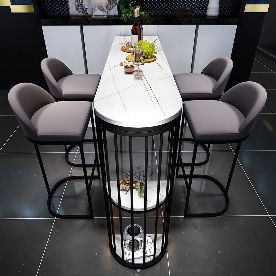 Glam Indoor Counter Height Set Stone and Metal 1/2/5 Pieces Storage Pub Dining Set