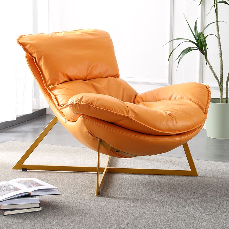 Glam Removable Cushions Gold Base Fixed Back Cross Lounge Accent Chair