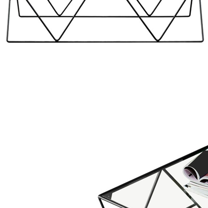 Frame Glass Top Coffee Table Modern Simple Clear Rectangular Cocktail Table
