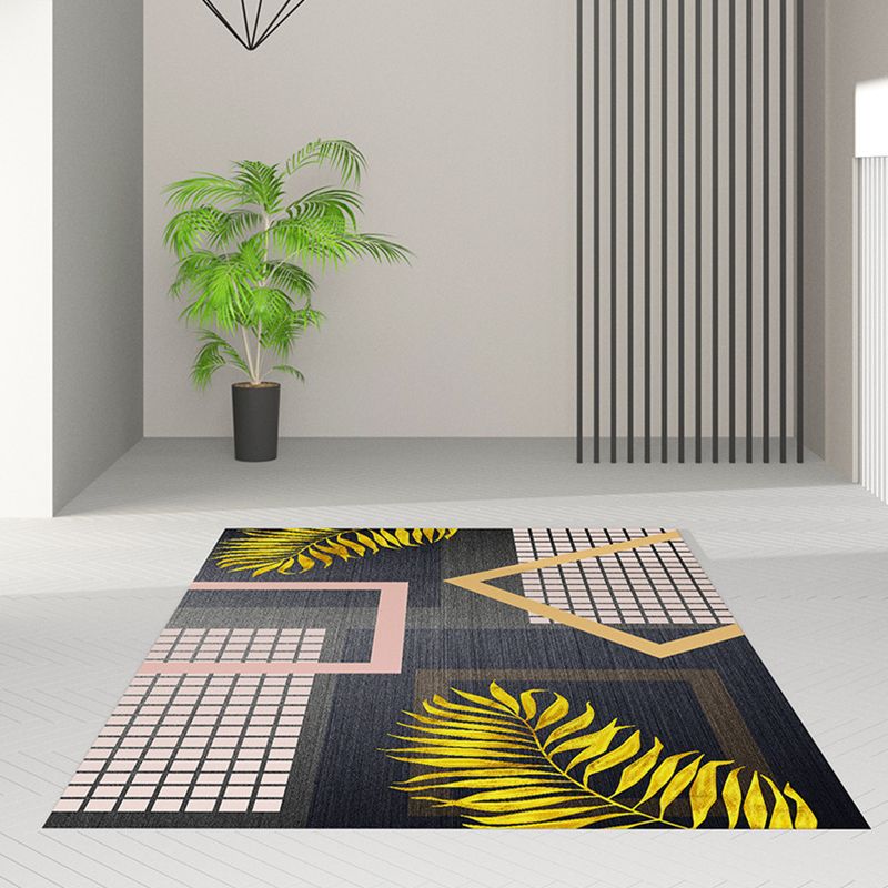 Navy Nordic Carpet Polyester Graphic Carpet Non-Slip Backing Carpet for Living Room