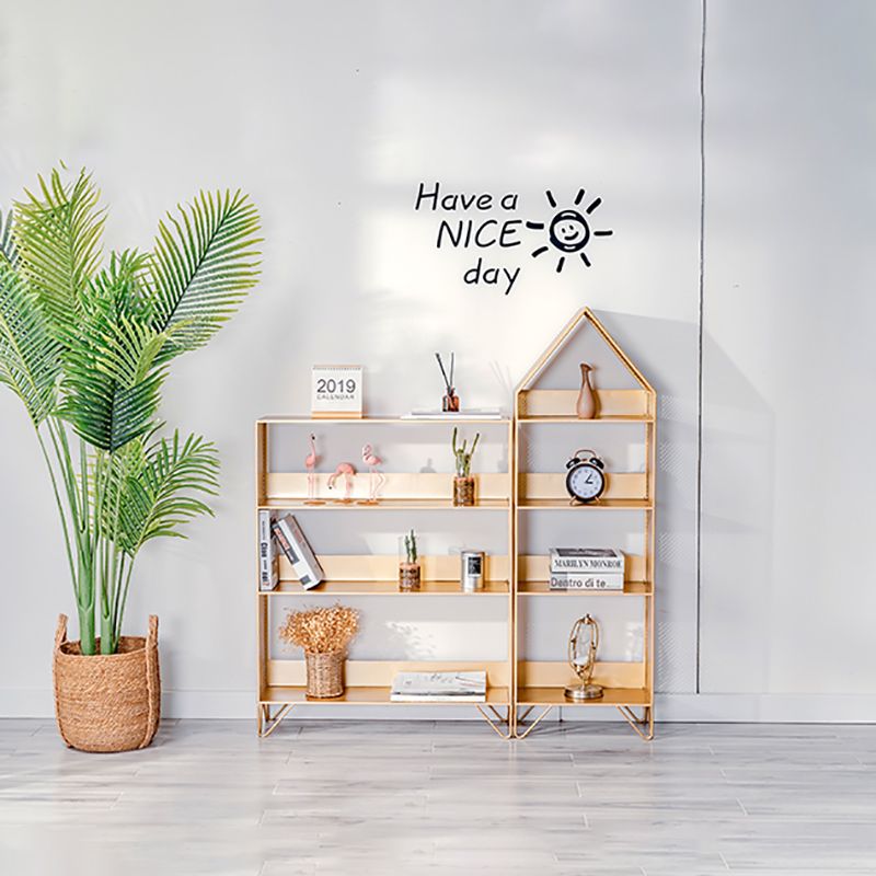 Metal Standard Bookcase Open Back Glam Bookshelf with Shelves