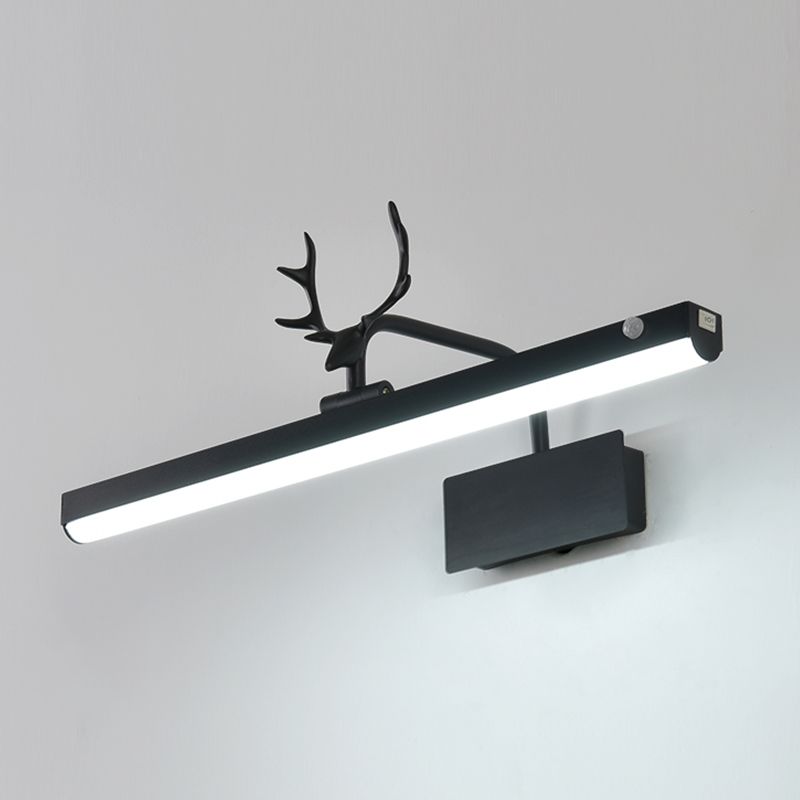 Metal Linear Shade Wall Sconce Modern Style 1 Light Specchio Light Seguite in nero