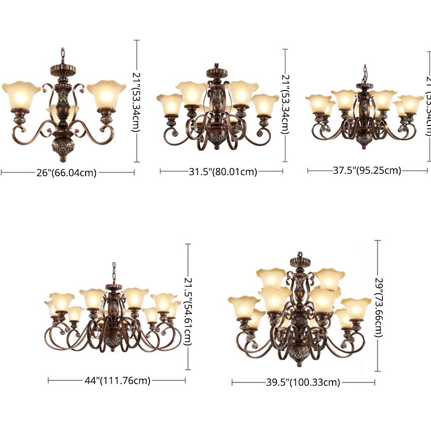 Bell Frosted Glass Chandelier Pendant Light Vintage Living Room Suspended Lighting Fixture