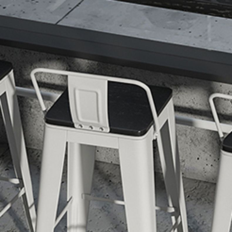 Modern Metal Bar Stool Armless Patio Bar Stool with White Base