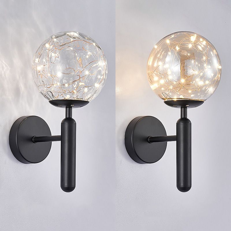 1-Lights Globe Glass Wall Light Nordic Style LED Lights String Wall Mount Lamp for Living Room Bedroom