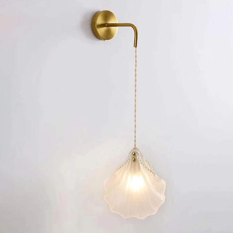 Modern 1-Light Shape Wall Light Fixtures Glass Wall Lamp for Bedroom