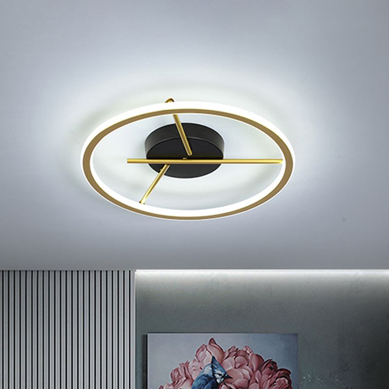 Dun Hope Flush Mount Plafond Licht Minimalisme Aluminium Gouden LED Flushmount met Twig Arm, Warm/Wit Licht, 16 "/19.5" Dia