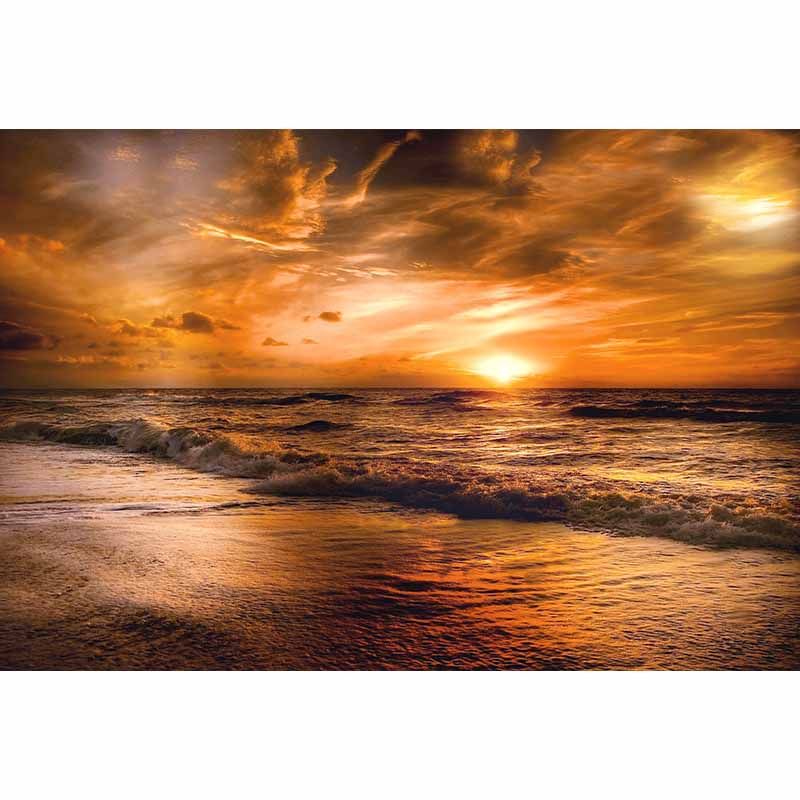 Moisture Resistant Wall Mural Photography Bedroom Sea Pattern Tropical