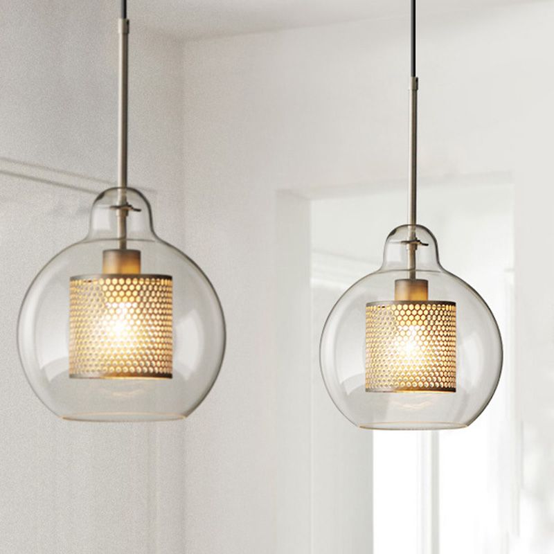 Glasschattierter Lichtkit zeitgenössischer Stil Bronze Anhänger Beleuchtung