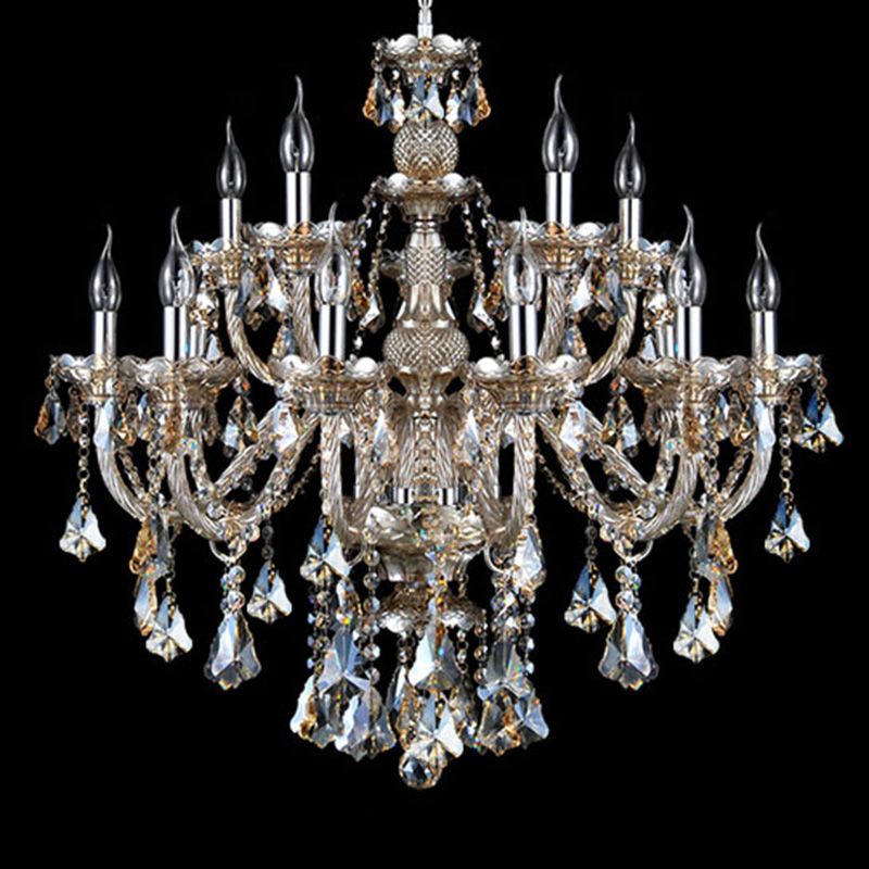 K9 Crystal Traditional Style Chandelier Light Fixtures Living Room Chandelier with Dangling Crystal Accents