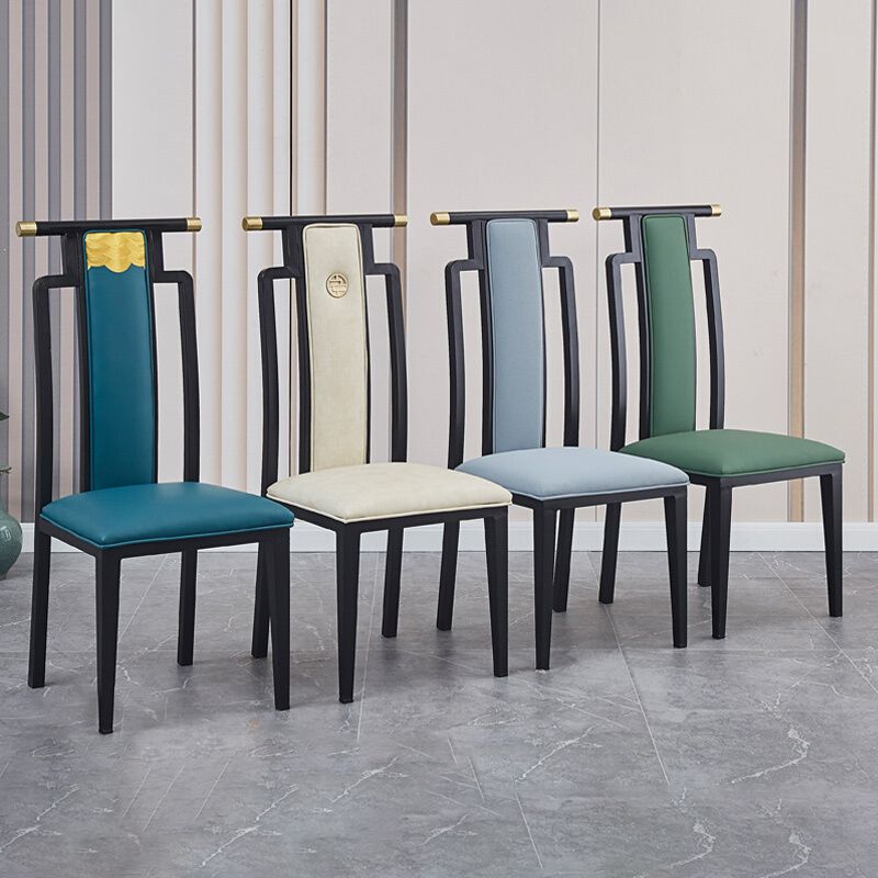 Faux Leather Dining Chairs Glam Style High Back Dining Chairs