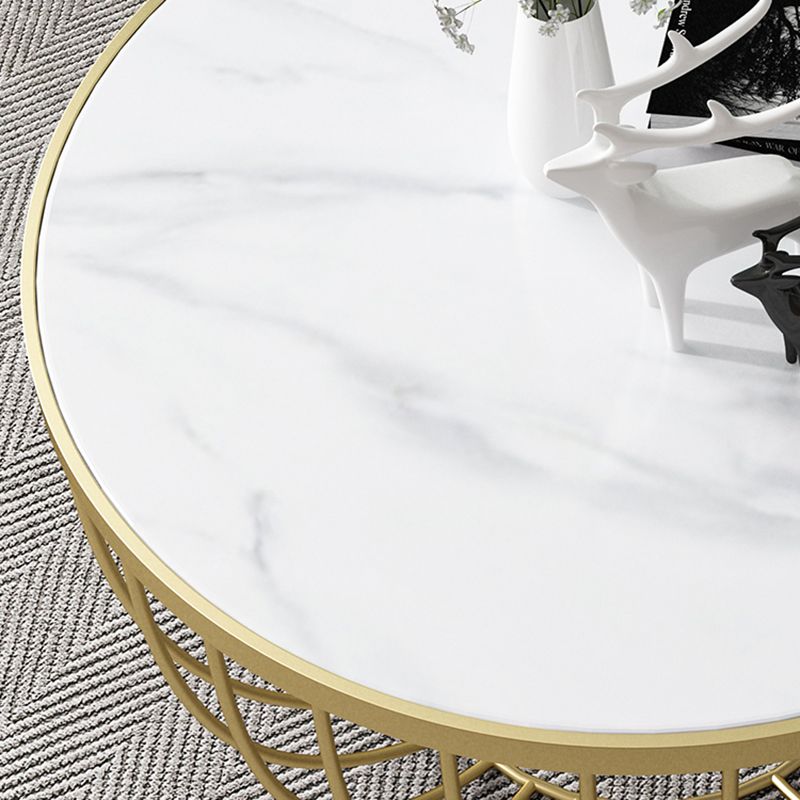 Single Slate Drum Coffee Table Modern Minimalist Round Coffee Table
