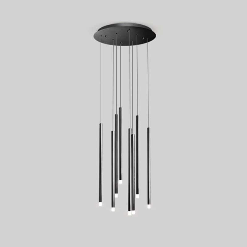 LED Sticks Pendant Lighting Minimalistic Metal Staircase Ceiling Suspension Lamp with Acrylic Shade