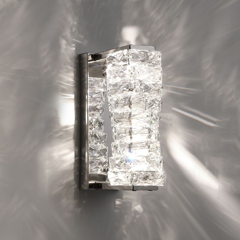 Lámpara de pared de acero inoxidable de pared LED rectangular moderna de lujo con sombra de cristal