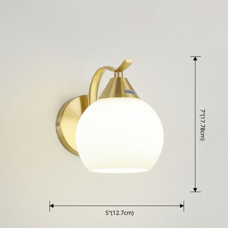 Glass Global Sconce Light Fixture Simplicity Style Gold Wall Lighting Fixture for Living Room