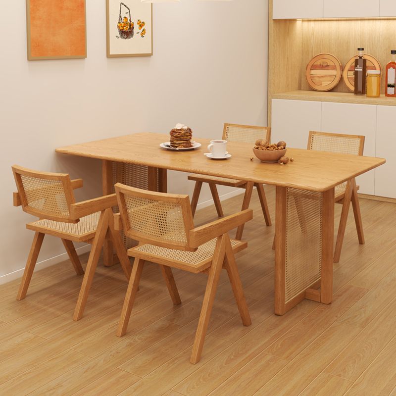 Modern Dining Set 1/2/4/5 Pcs Solid Wood Dining Table and Armless Chairs