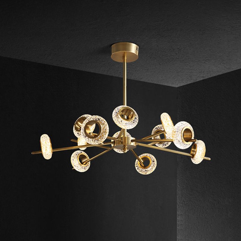 8/12/18-Köpfen Circlet Kronleuchter leichter postmoderner Messing geschnitzter Kristallhängeanhänger für Wohnzimmer