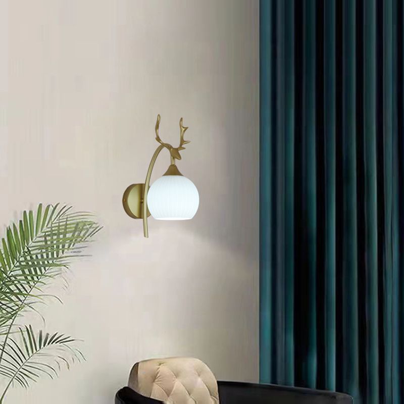 Glass Shade Wall Mounted Sconce Modern White Shade Wall Lights for Bedroom