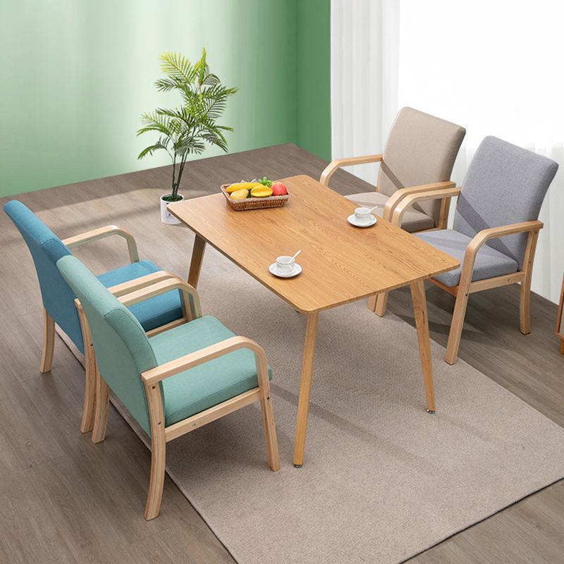 Scandinavian Home Arm Chair Solid Back Wood Upholstered Single Dining Room Chair