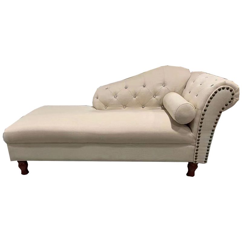 Living Room Velvet Rolled Arms Chaise Modern Chaise Lounge with Upholster