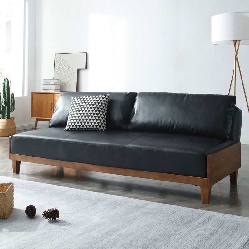 28.3"H Faux Leather Armless Convertible Sofa for Living Room