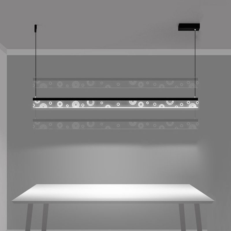 Minimalist Circle Print Suspension Lamp Aluminum Dining Room LED Island Light