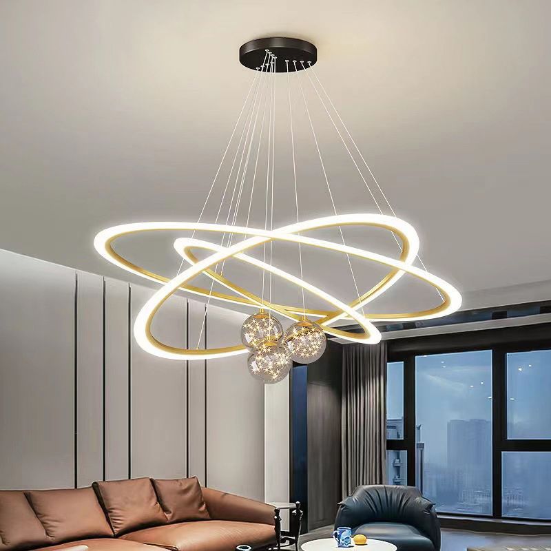 Multi Lights Ring Pendant Chandelier Modern Style Metal Hanging Lamps
