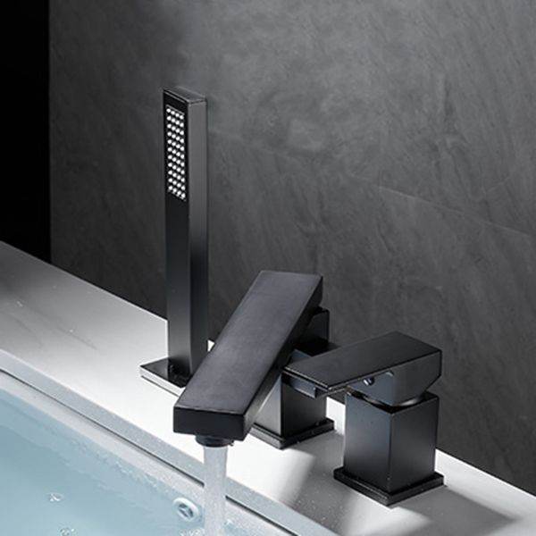 Modern Wall Mounted Metal Tub Filler 3 Holes Swivel Tub Filler Trim