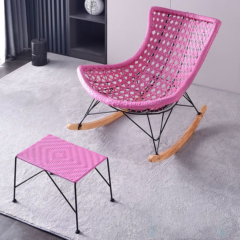 Contemporary Rattan Rocker Chair Water Resistant Rocking Chair for Living Room