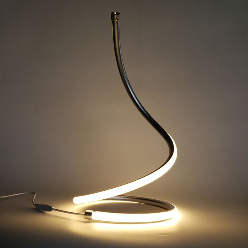 Curling Nightstand Lamp Simple Artistic Metal Bedside LED Linear Table Lighting