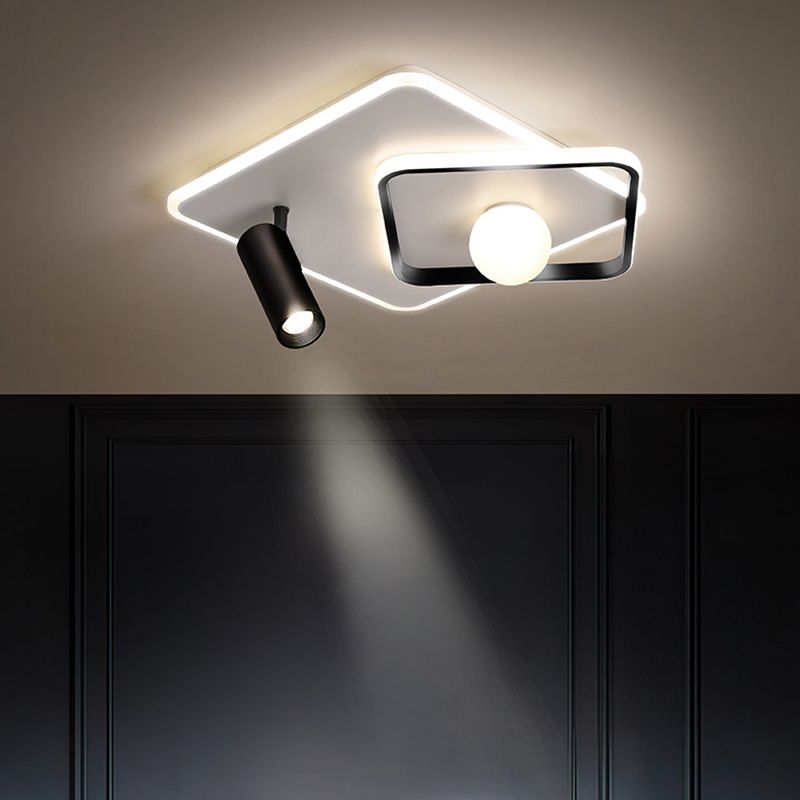 Modern Style Metal Ceiling Mounted Fixture Bedroom Flush Light with 1 Spotlight