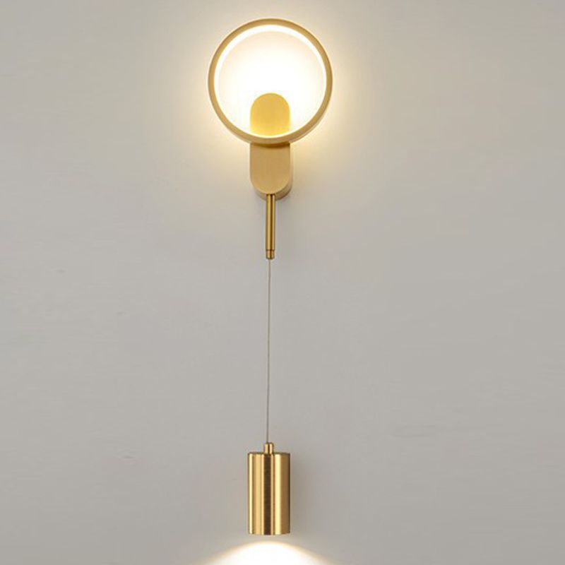 Modern Style Circle Shape Wall Light Metal 2 Light Sconces for Bedroom