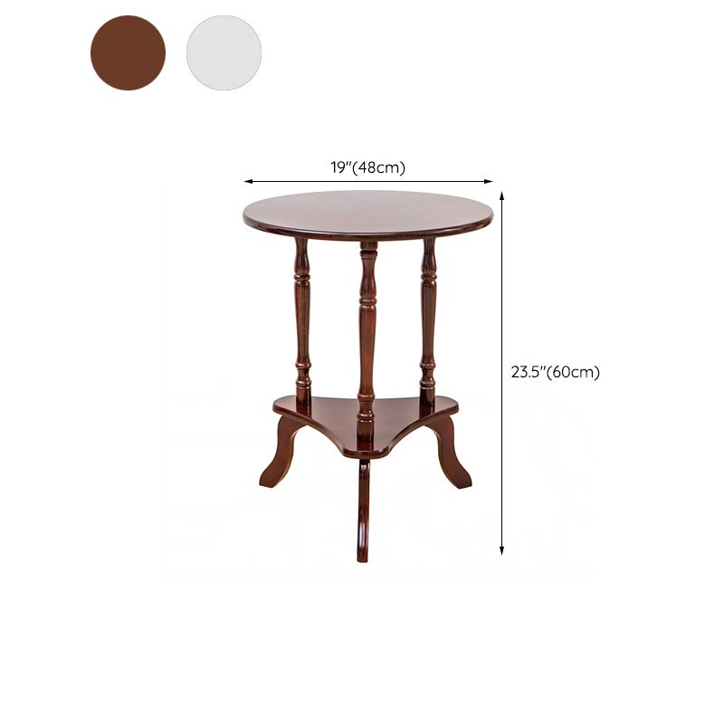 Traditional Living Room Double Tier Round with Shelf 3 Legs End Table
