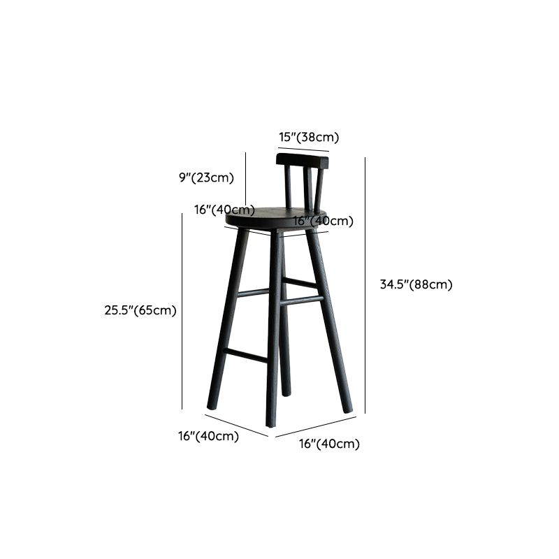 Modern Style Counter Stool Black Solid Wood Bar Stool for Indoor