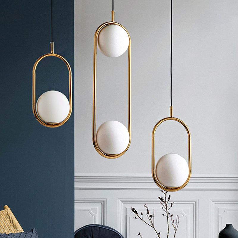 Globe Anhänger Beleuchtung modernes weißes Glas 1/2 Lichter Schwarz/Gold Hanging Deckenlampe für Schlafzimmer