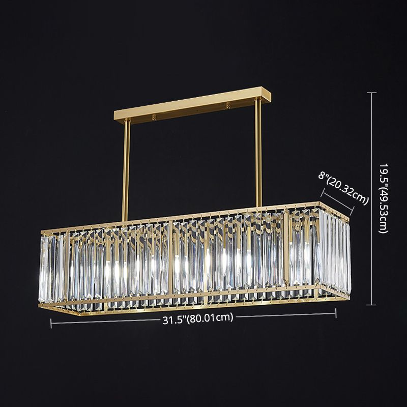 Luci del lampadario dell'isola rettangolare Simplicità K9 Fissature del lampadario cristallino per tavolo da pranzo