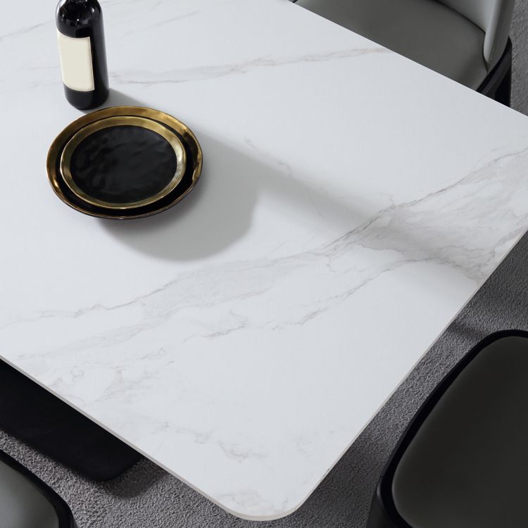 White Stone Top Dinette Set 1/4/5 Pieces Modern Indoor Dining Table Set